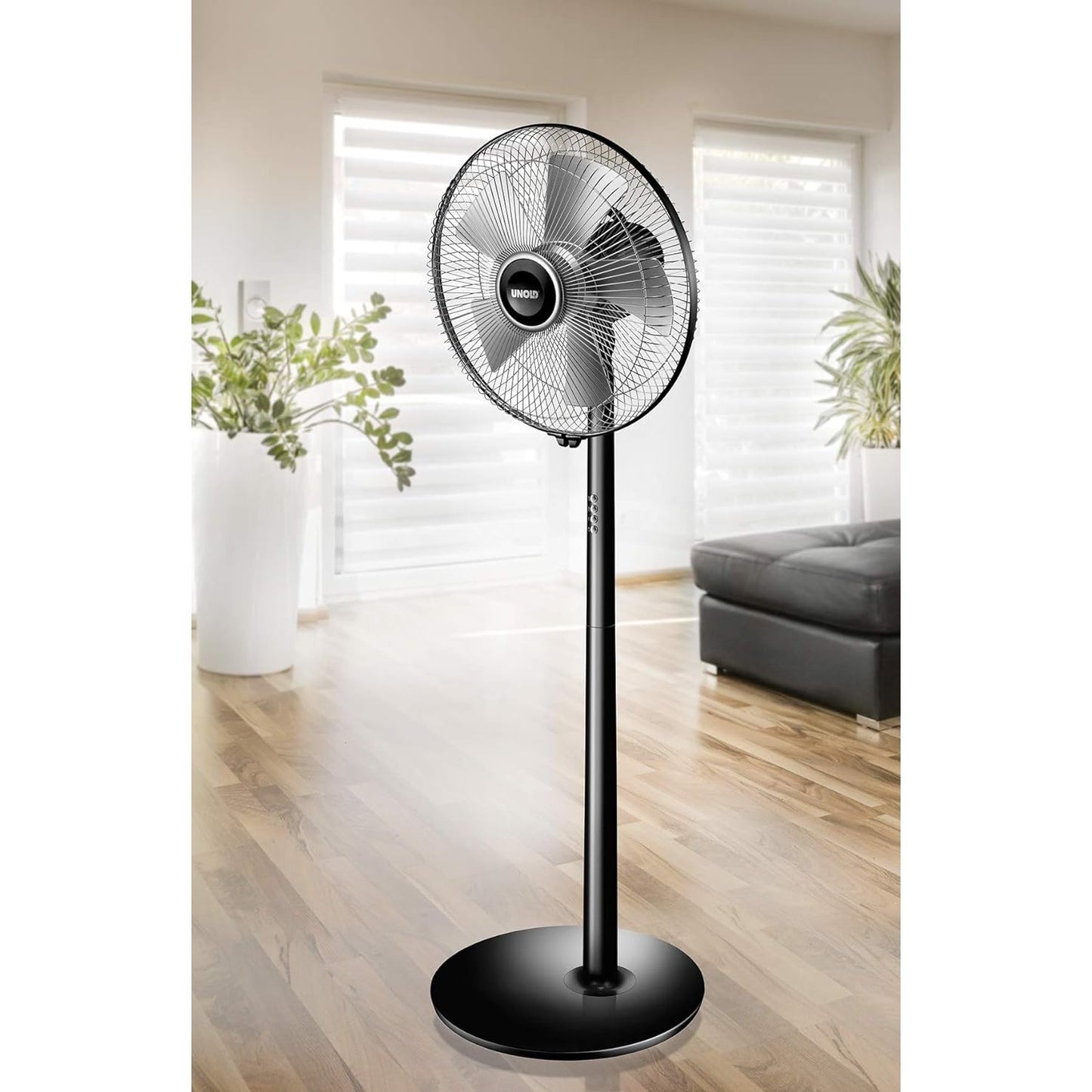 Unold Silverline 16” Pedestal Floor Fan Black