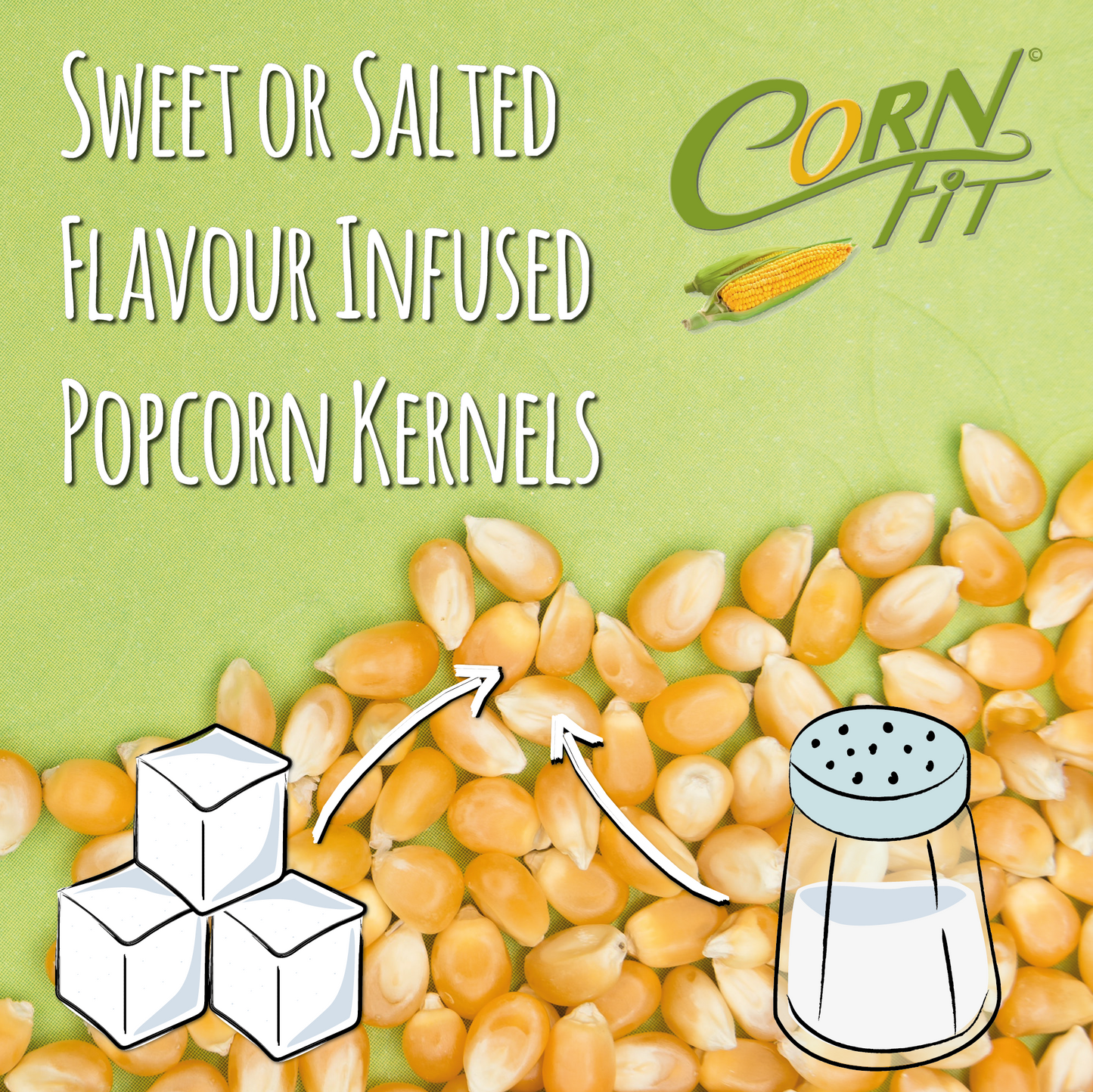 Cornfit Original Flavour Infused Popcorn Kernels - Sweet and Salt Flavour - 330g